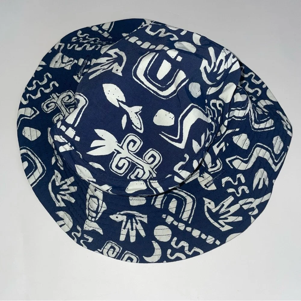 Patagonia Navy and White Patterned Kids Sun Hat